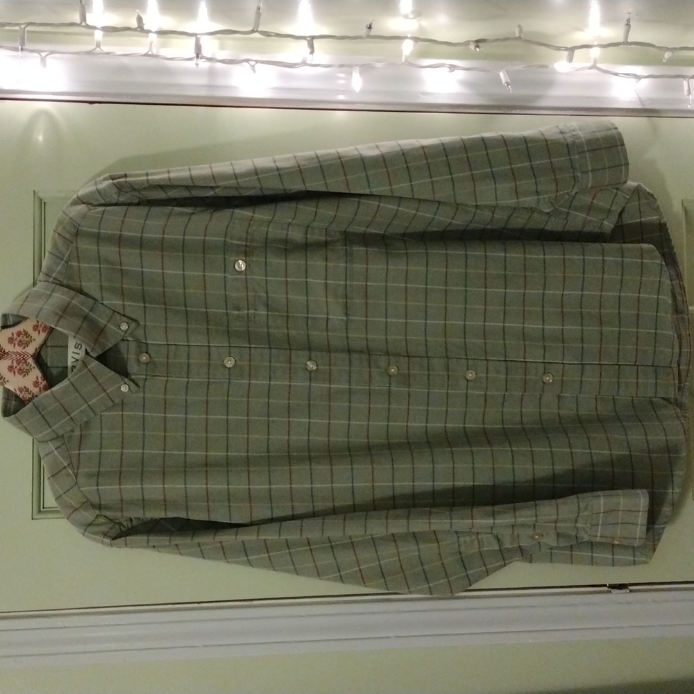 Men's Orvis size Medium dusty pistachio green check pattern button up - Picture 2 of 5